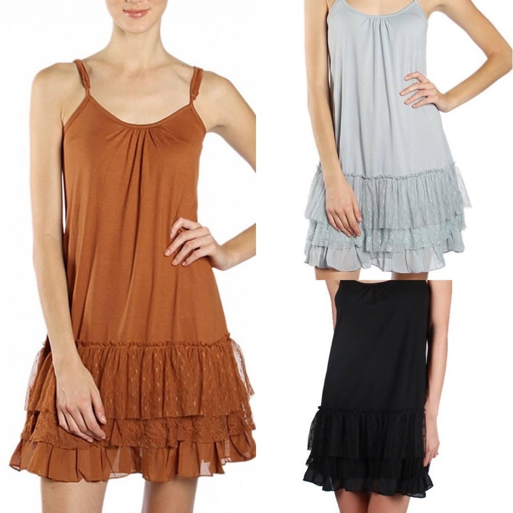 Slip Dresses in Blue, Black or Rust see size chart